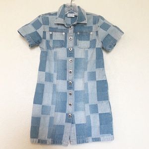 Girls Denim Patchwork Short Sleeve Dress Size 10
